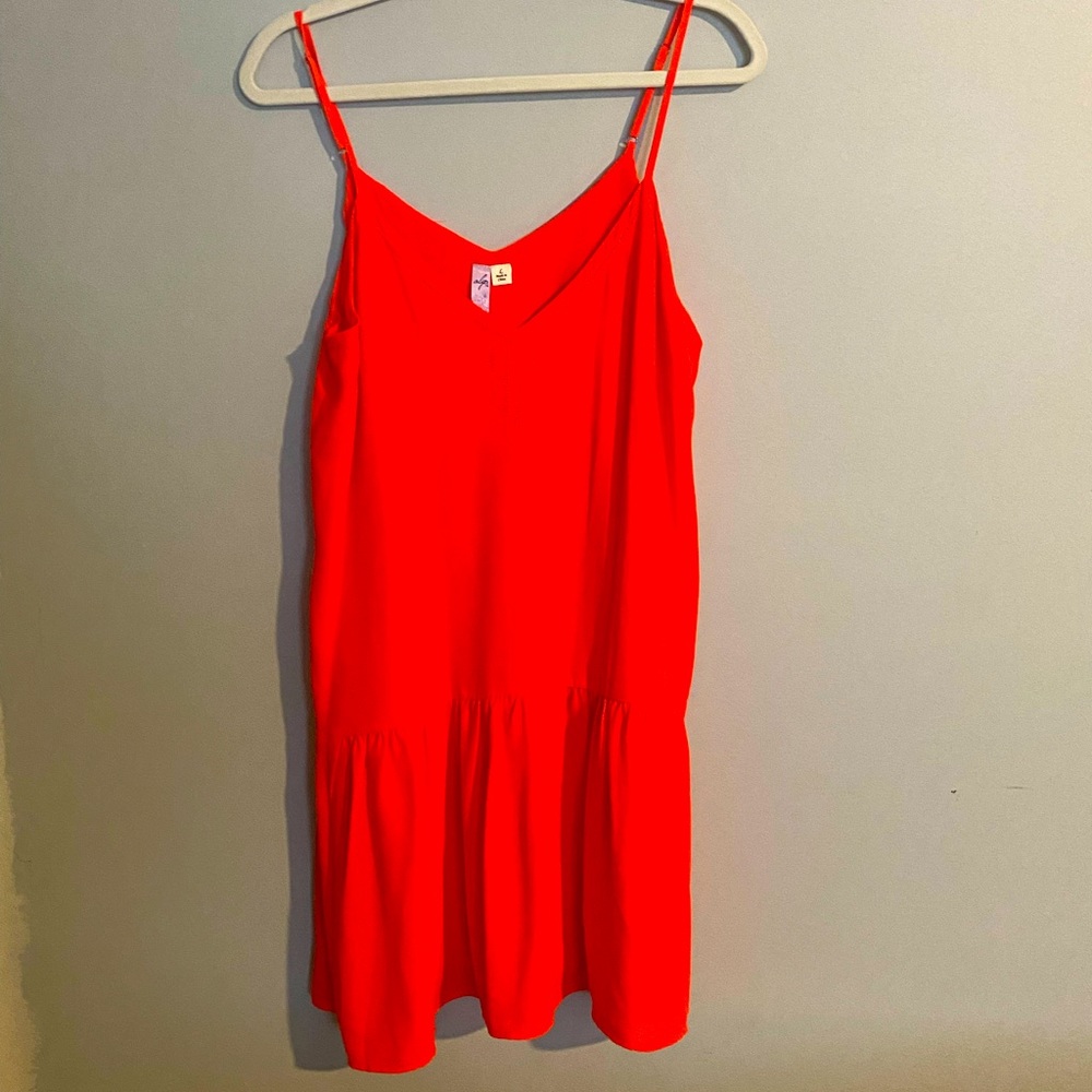 Drop waist bright coral dress